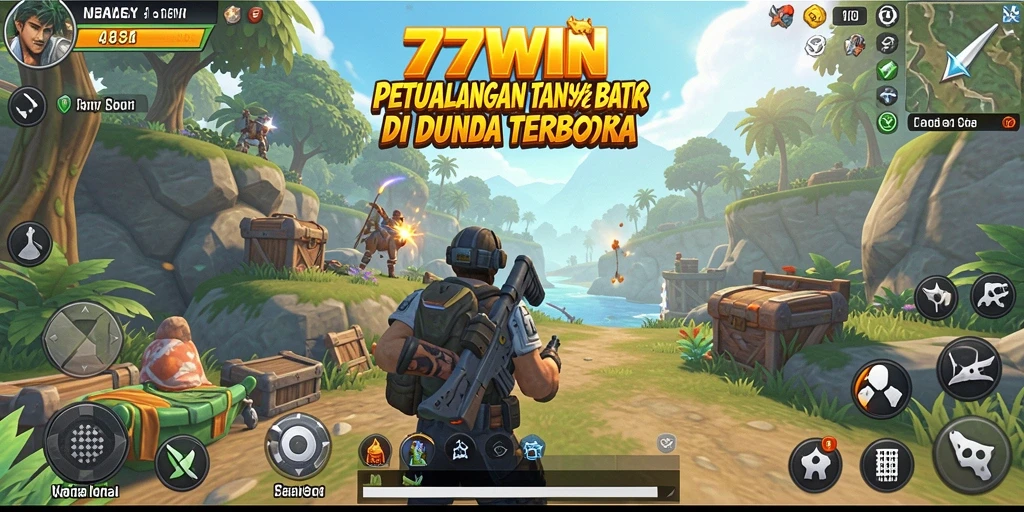 Screenshot gameplay 77WIN menunjukkan eksplorasi dunia terbuka yang imersif.