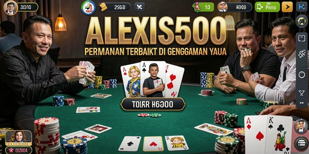 Screenshot gameplay ALEXIS500 yang menampilkan meja Poker yang seru.