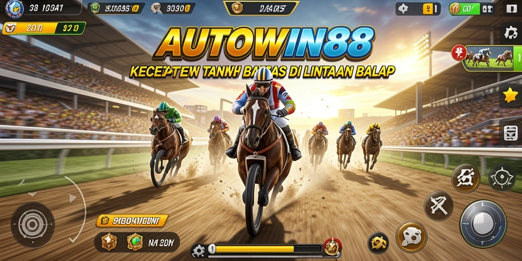 Screenshot gameplay AUTOWIN88 menunjukkan aksi balap motor yang mendebarkan.