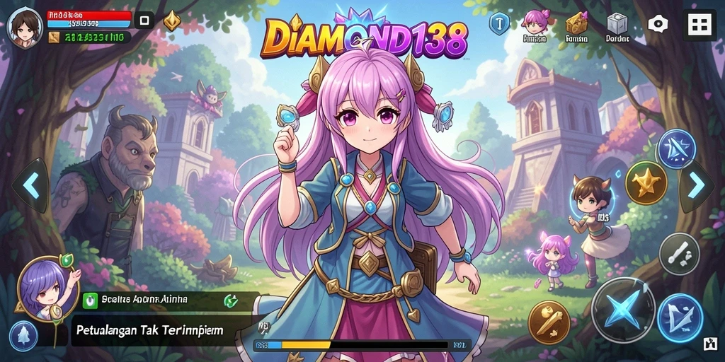 Tampilan gameplay yang menegangkan dari DIAMOND138 dalam suasana anime.