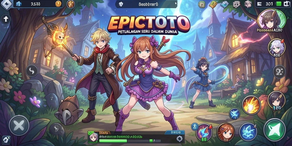 Tampilan gameplay EPICTOTO yang menakjubkan dengan karakter anime yang beraksi.