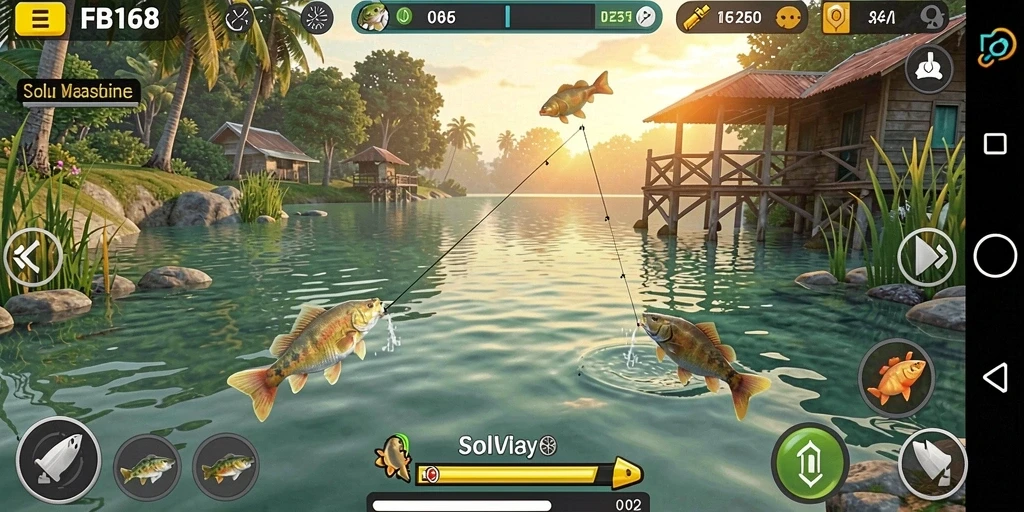 Tampilan gameplay FB168 yang menakjubkan dengan berbagai ikan.