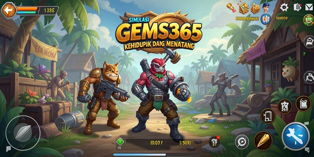 Tangkapan layar utama GEMS365 menampilkan momen gameplay simulasi yang seru.