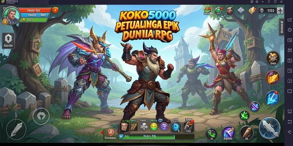 Tangkapan layar KOKO5000 menunjukkan aksi pertempuran RPG yang mendebarkan.