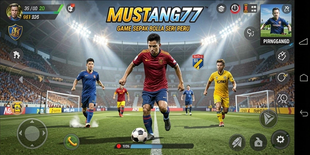 Tampilan aksi mendebarkan dalam pertandingan sepak bola MUSTANG77.