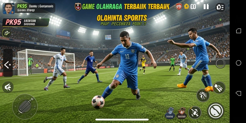 Tampilan gameplay PK95 yang mendebarkan dalam suasana kompetisi olahraga.