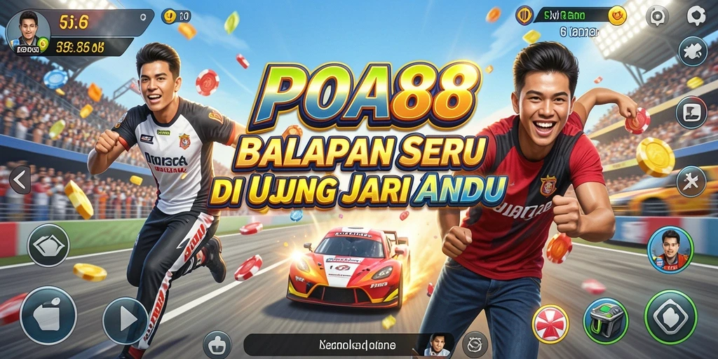Screenshot gameplay POA88 yang menunjukkan aksi balapan mendebarkan.