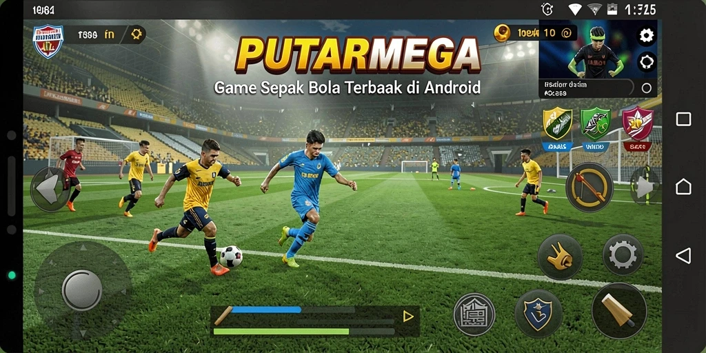 Tangkapan layar PUTARMEGA menampilkan aksi seru di lapangan sepak bola.