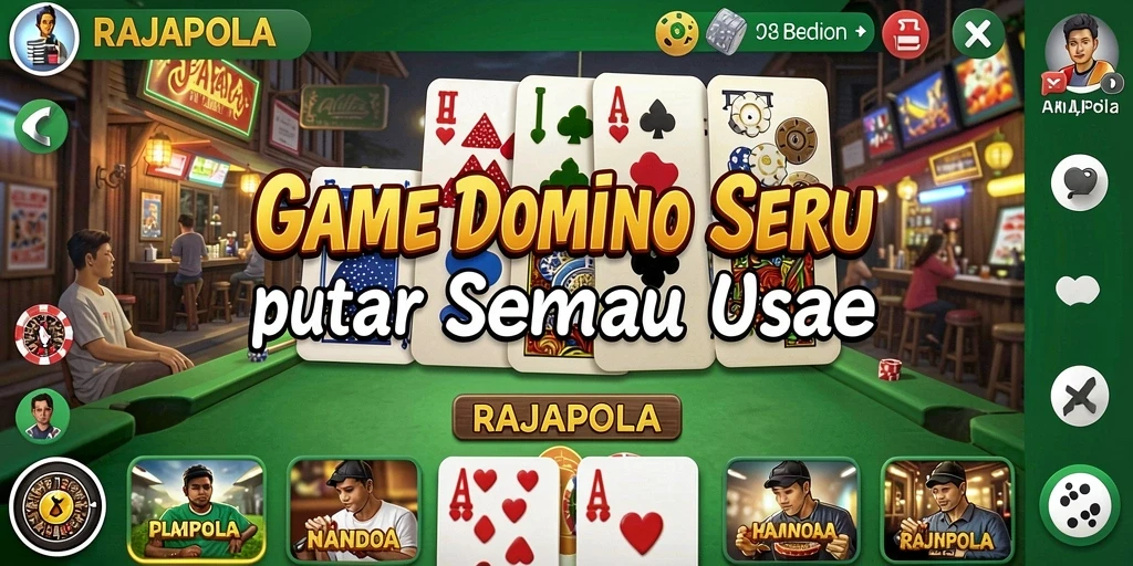 Screenshot utama RAJAPOLA menampilkan gameplay seru Domino.