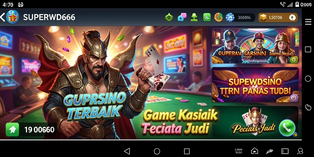 Screenshot menunjukkan gameplay menarik dari game Kasino SUPERWD666.