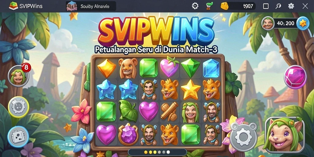 Tangkapan layar SVIPWINS menampilkan aksi seru gameplay Match-3.