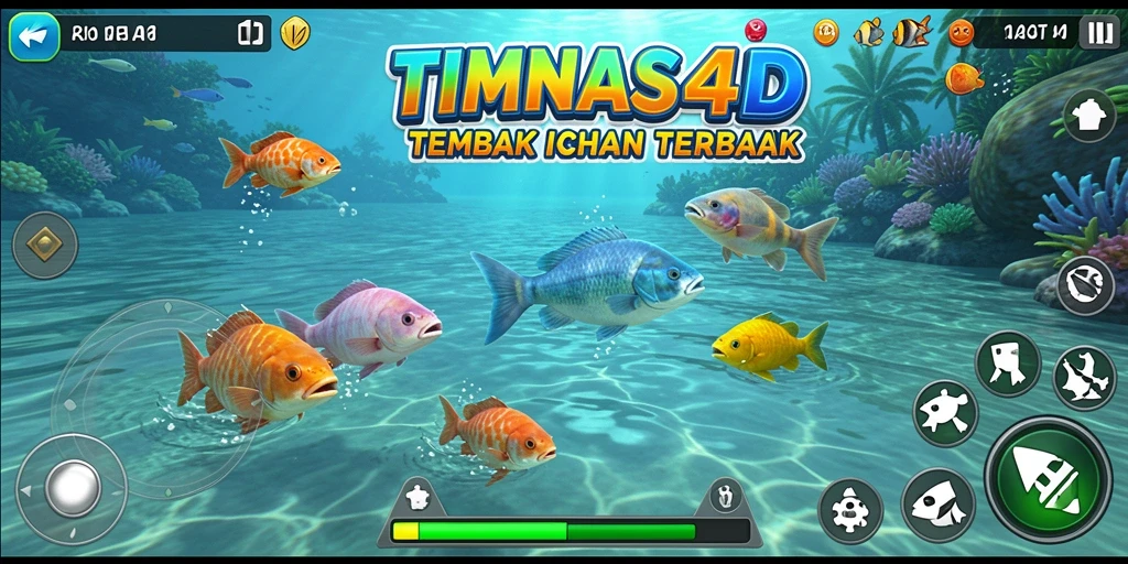 Screenshot utama TIMNAS4D menampilkan aksi tembak ikan yang seru.