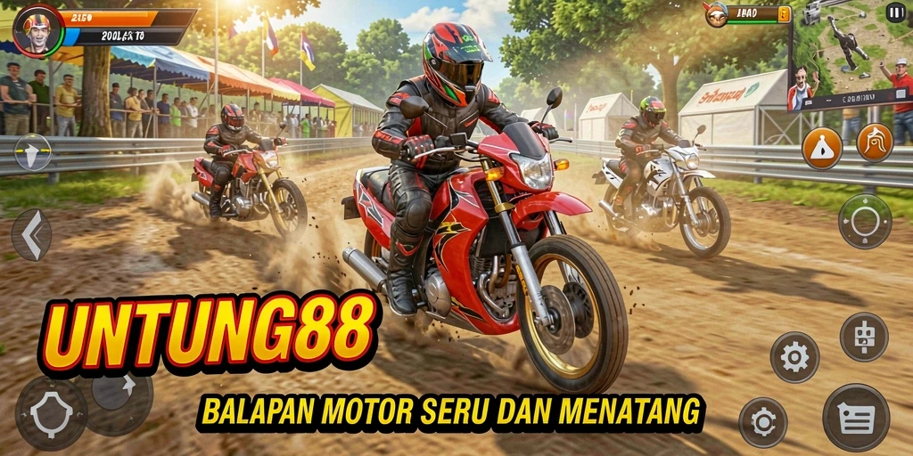 Gameplay seru UNTUNG88 dengan balapan motor yang mendebarkan.